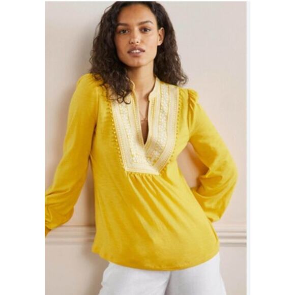 Boden Tops - Boden US size 12 Embroidered Yellow Top
